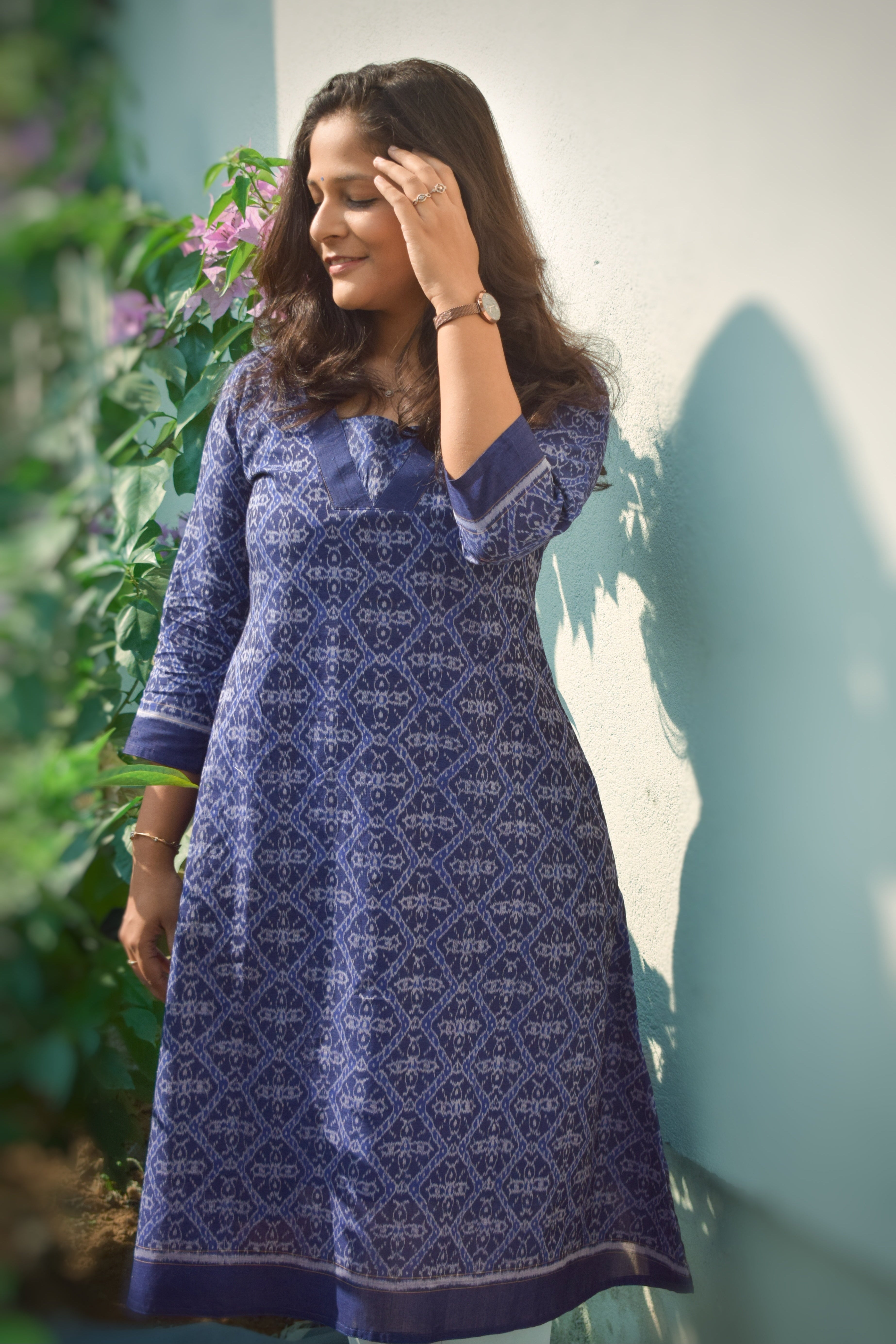 Leher Sambalpuri Ikkat Handloom A-Line kurti