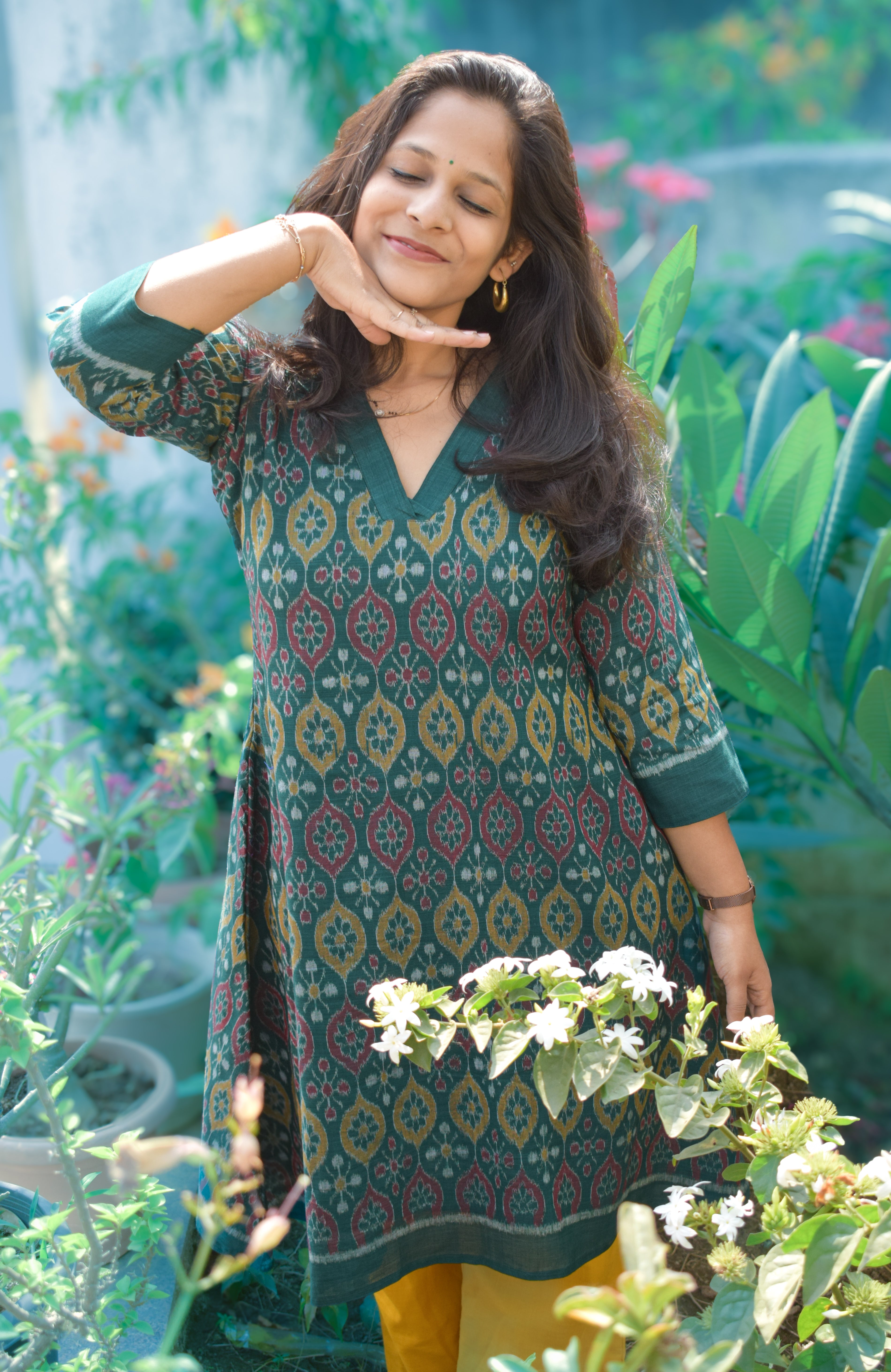 Lata Sambalpuri Ikkat Handloom A-line Kurti