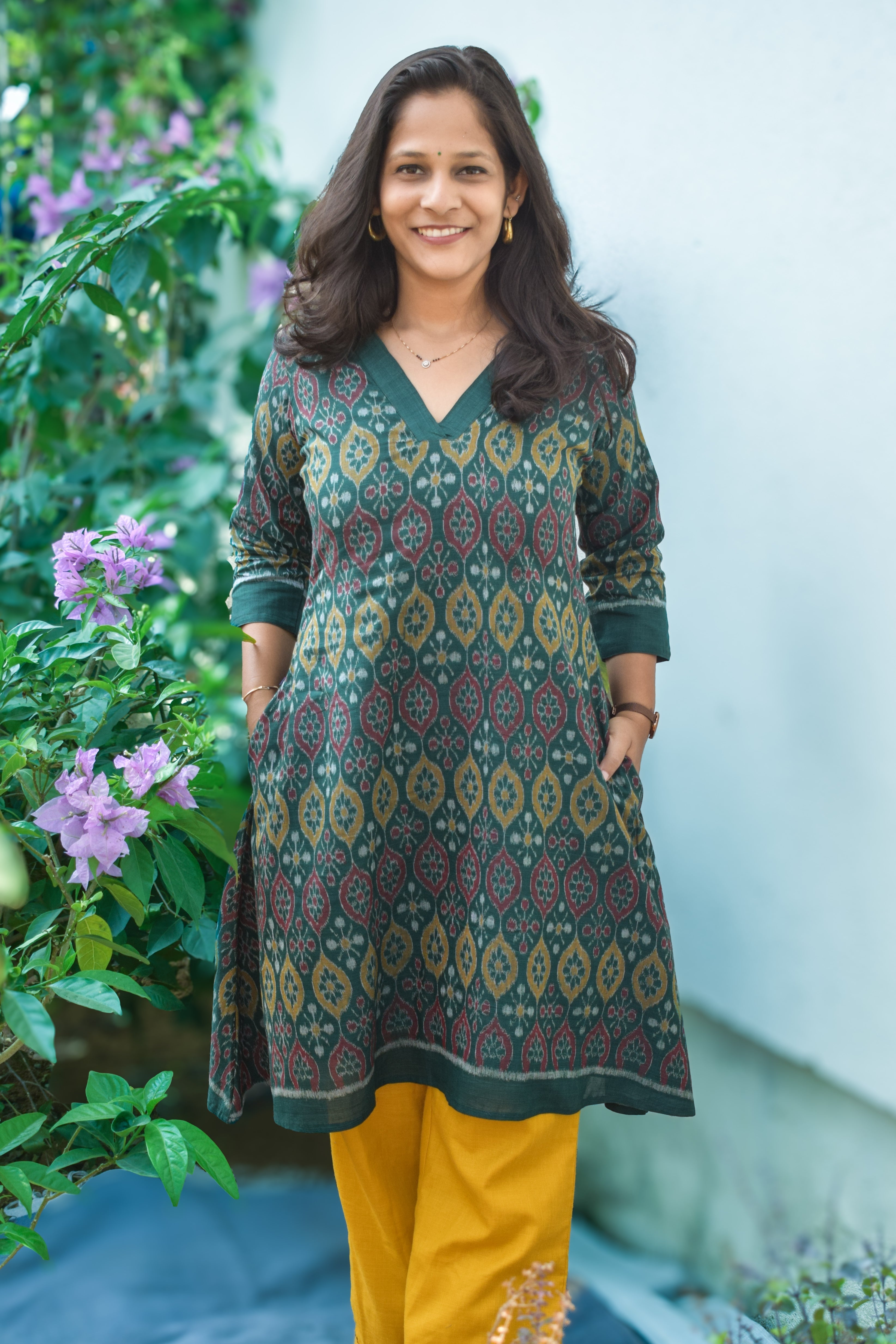 Lata Sambalpuri Ikkat Handloom A-line Kurti