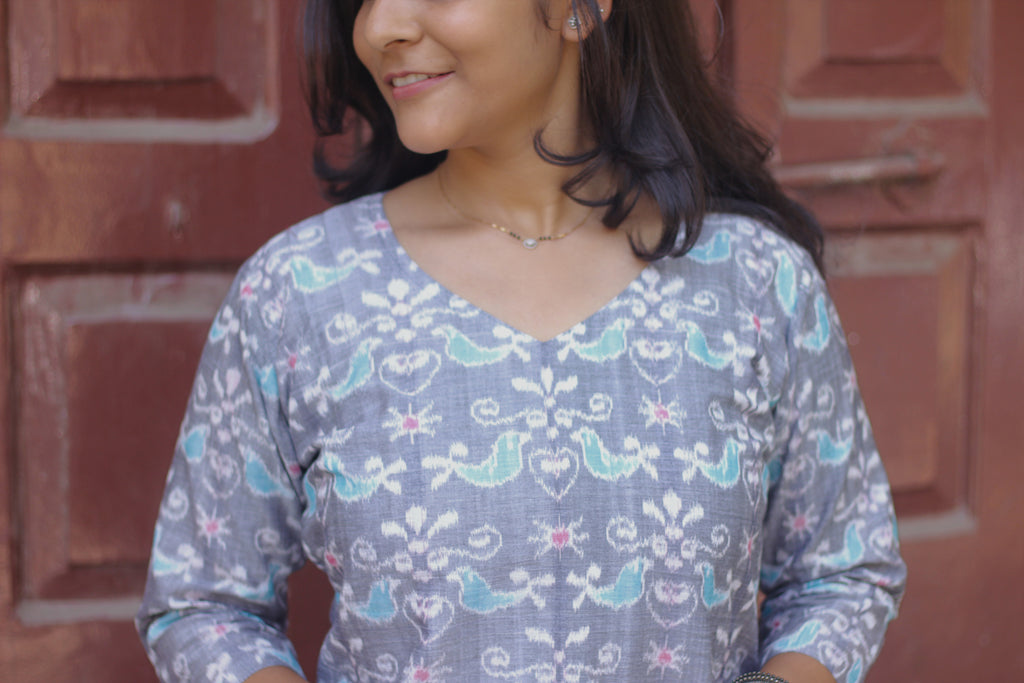 Pakhi Ikkat Handloom A-line Kurti