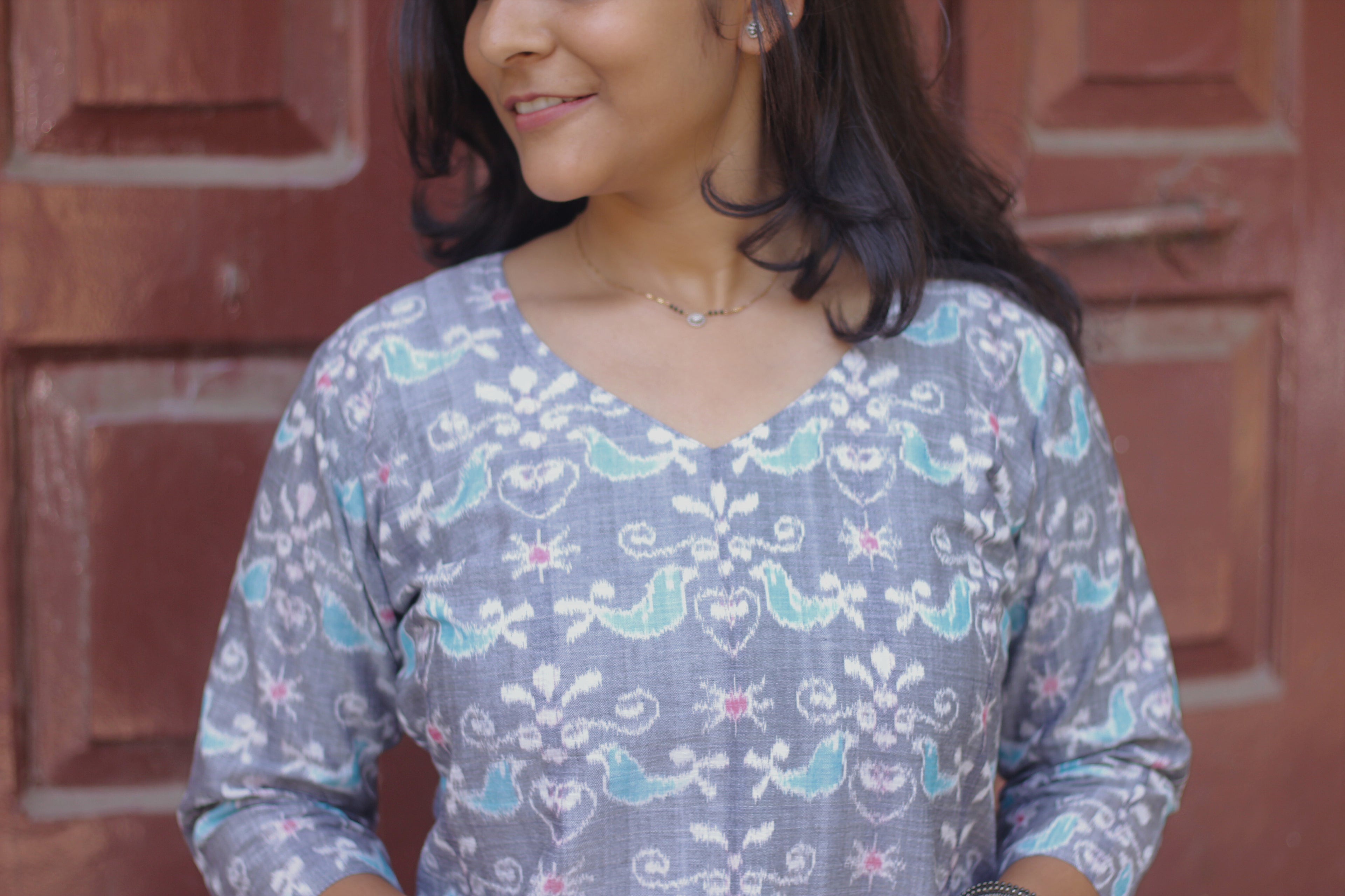Pakhi Ikkat Handloom A-line Kurti