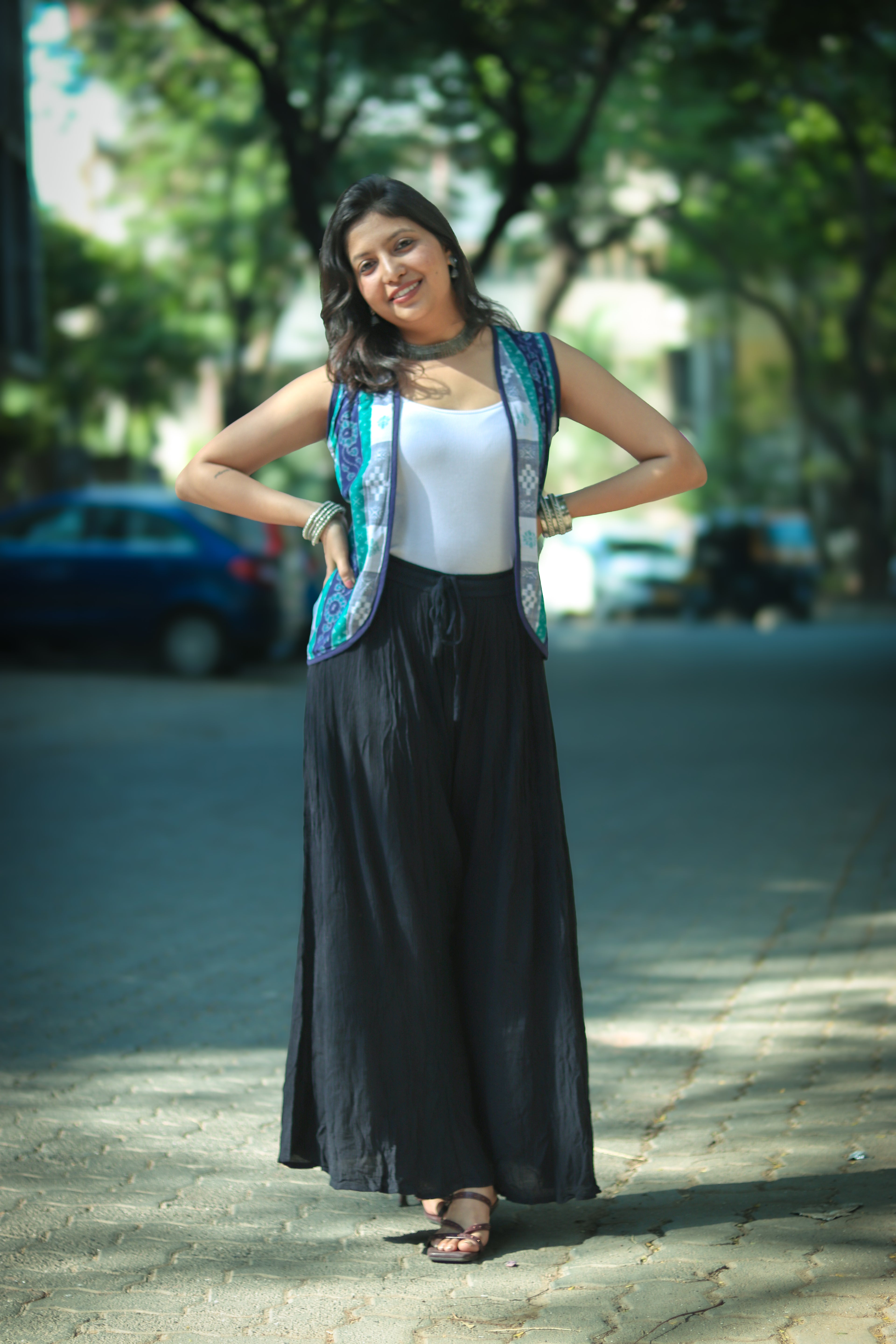 Meira Double Ikkat Handloom Cotton Shrug