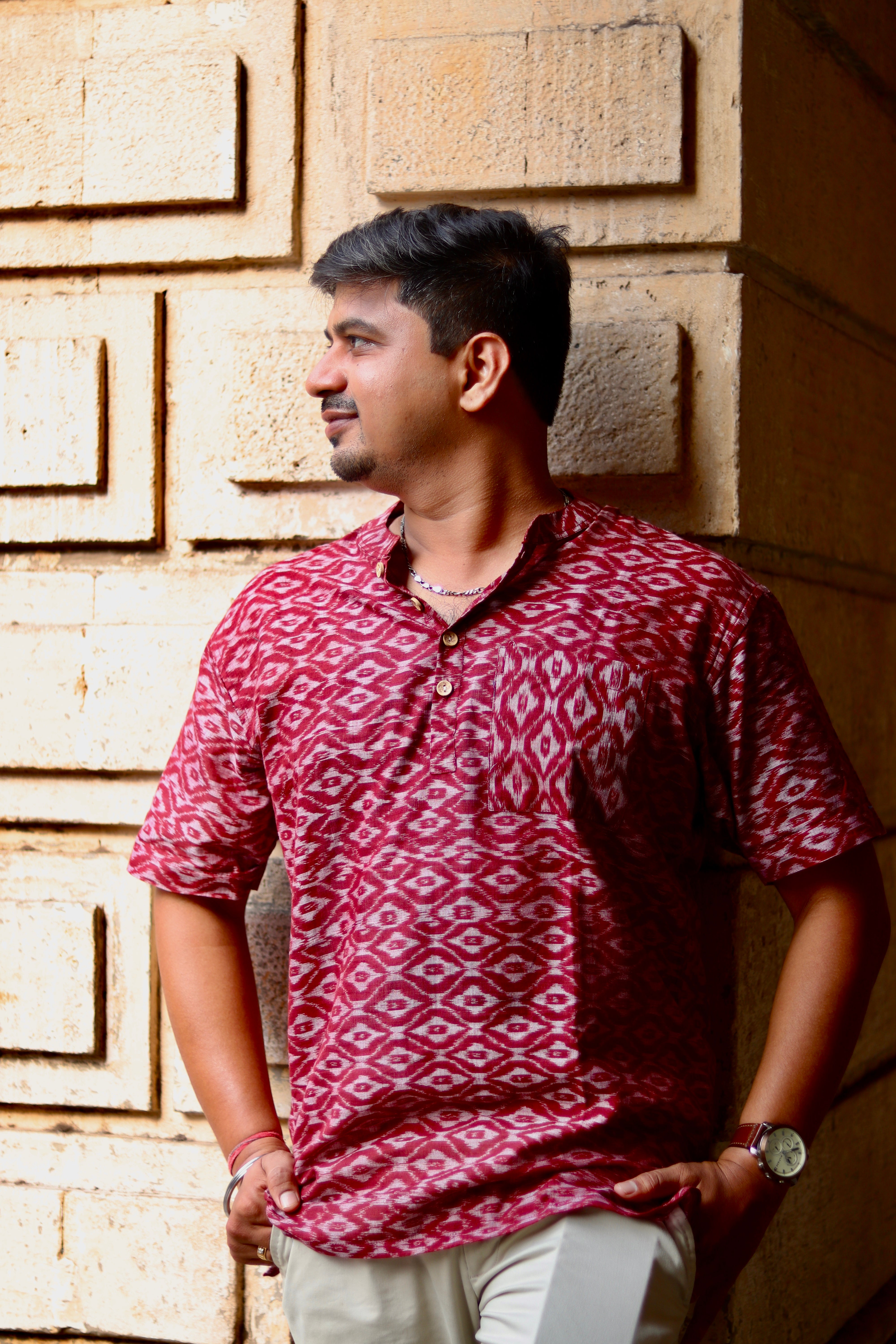 Shaam Gulabi Sambalpuri Handloom kurta