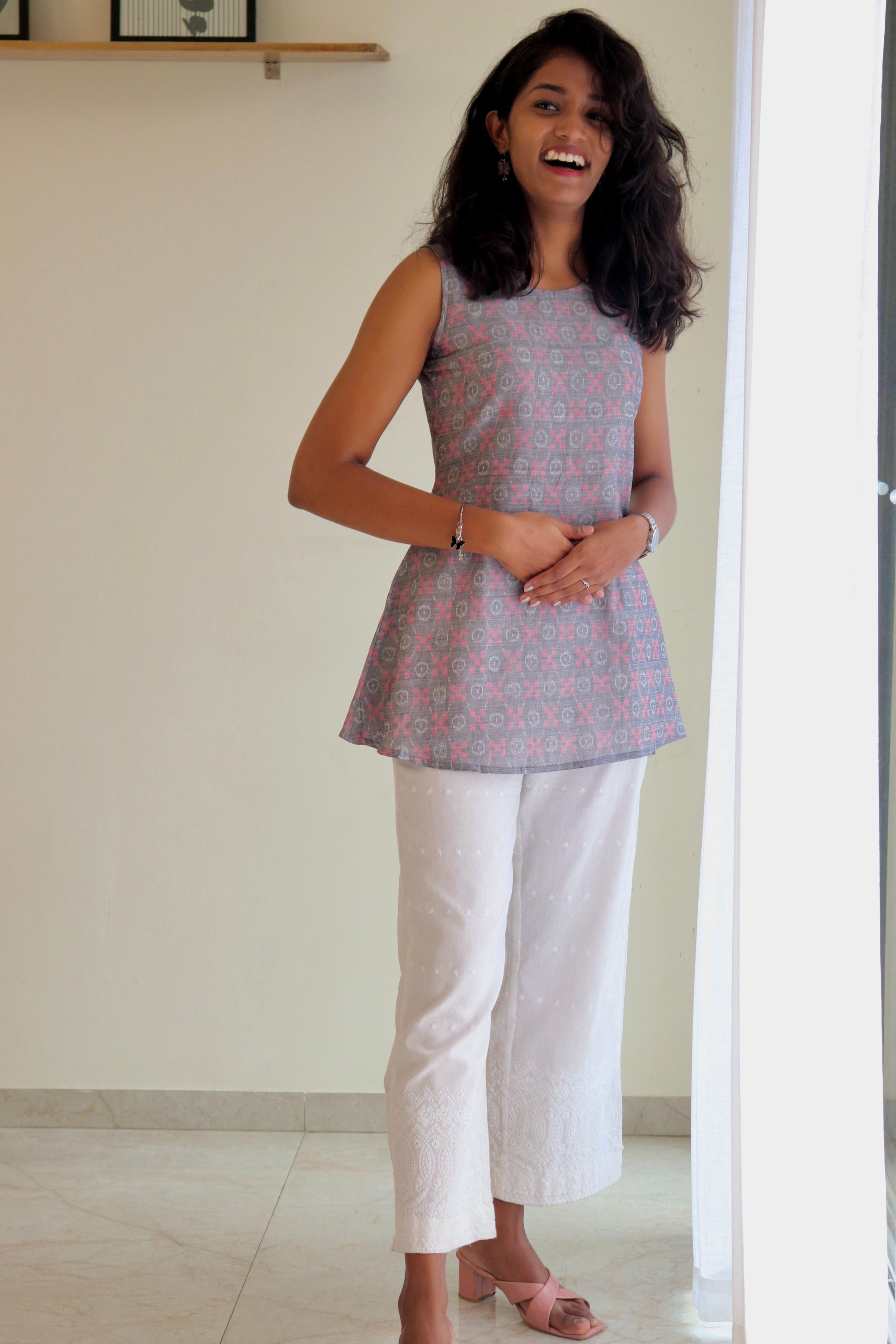 Ira Double Ikkat Handloom Short A-line kurti