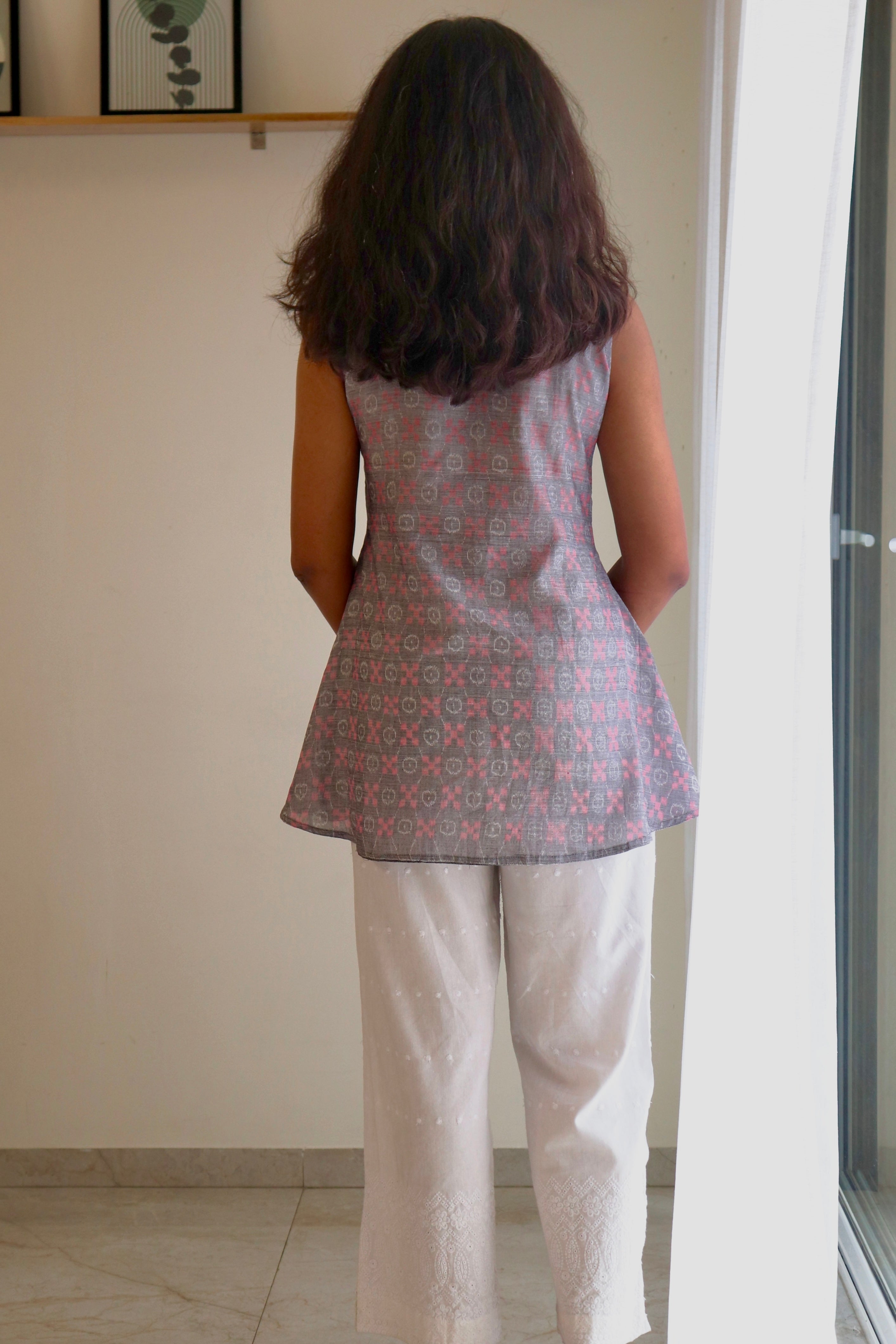 Ira Double Ikkat Handloom Short A-line kurti