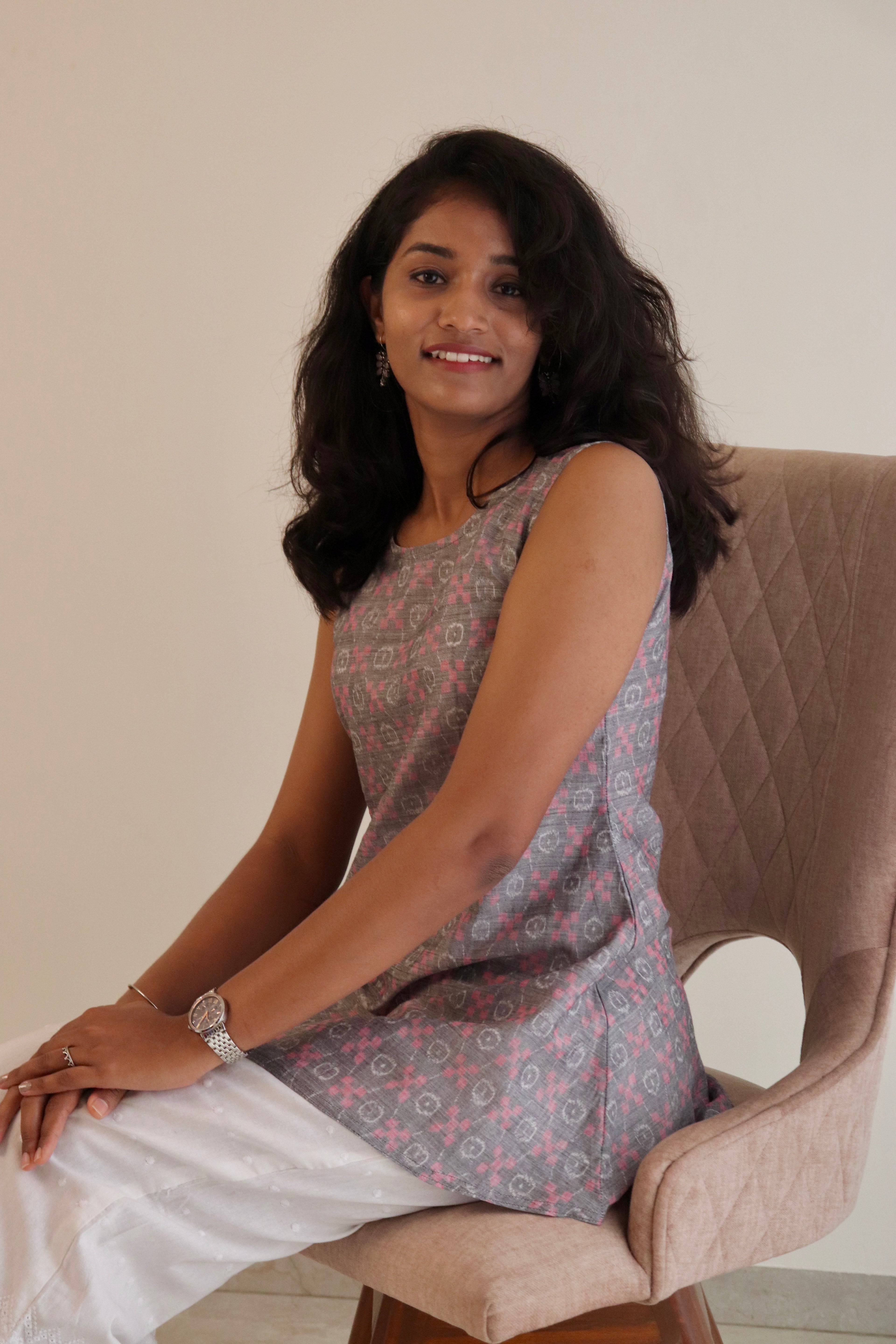 Ira Double Ikkat Handloom Short A-line kurti