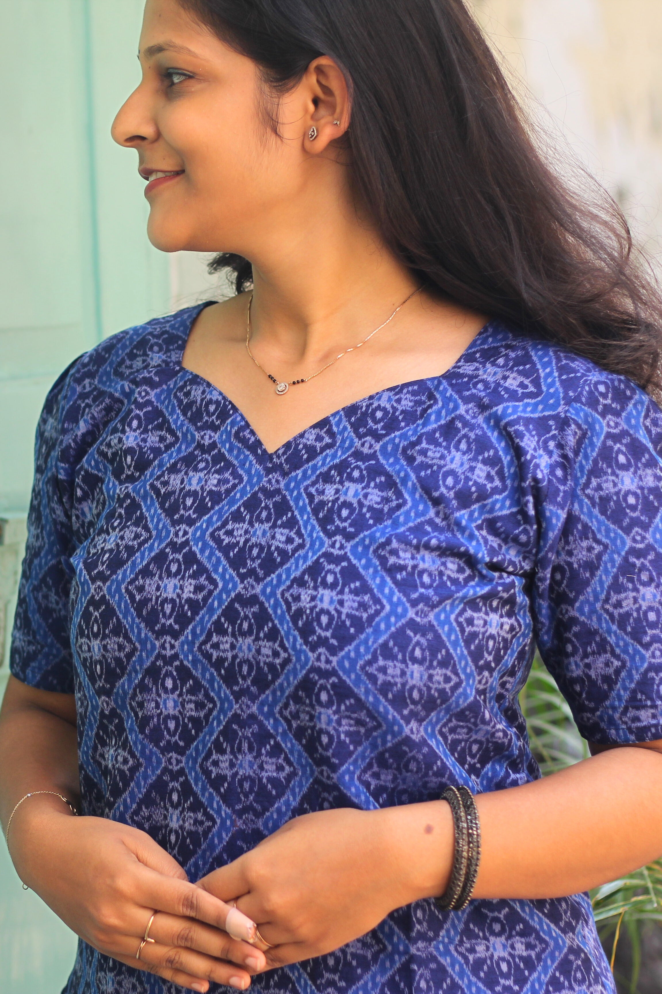 Neel Sambalpuri Ikkat Handloom Kurti