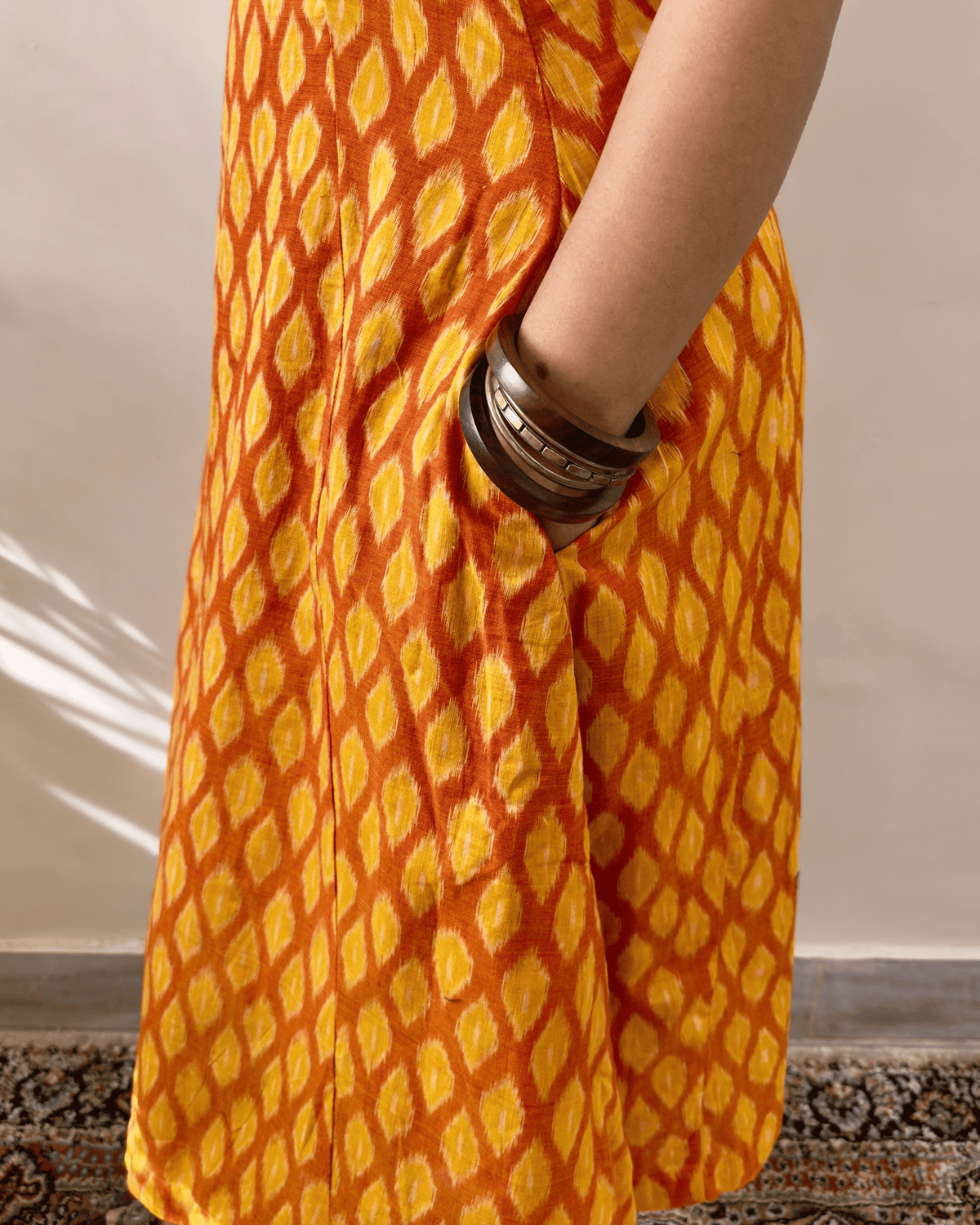 Peeli Dhoop Sambalpuri Handloom Scallops Dress